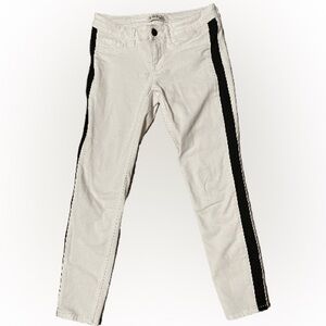 EXPRESS Ankle Stella regular fit low rise white jeans black stripe Size 0